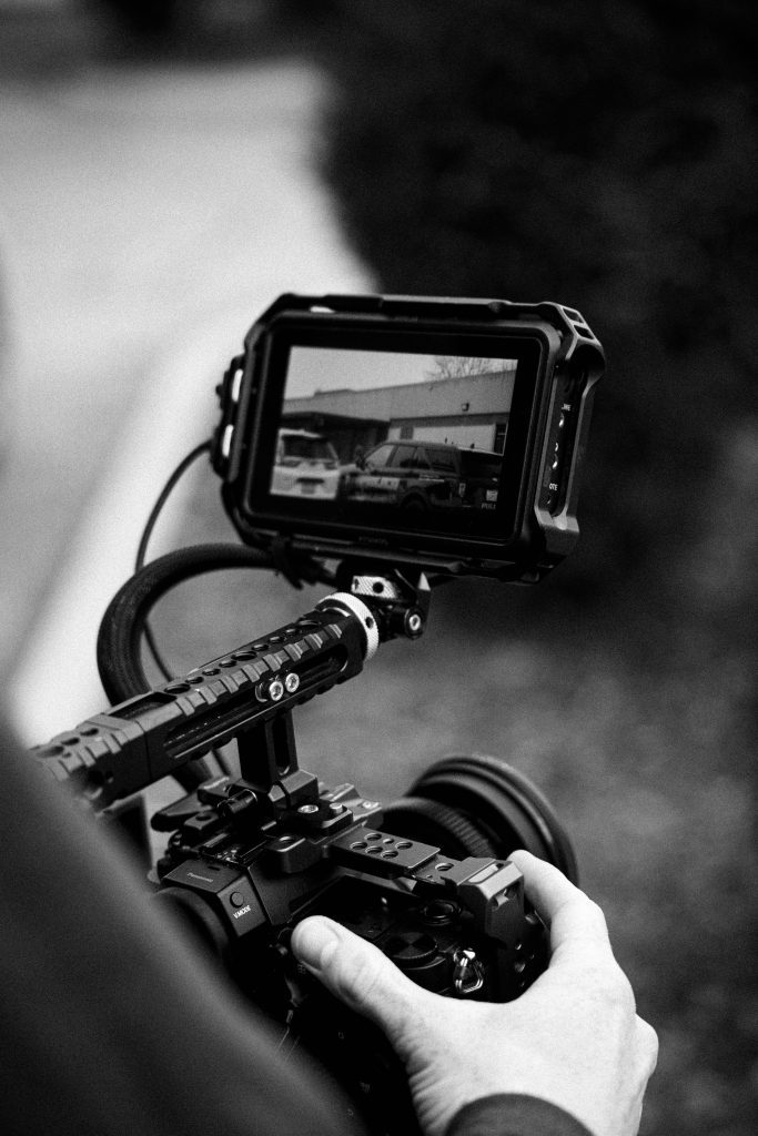 Videographer calibrating kodak film simulations